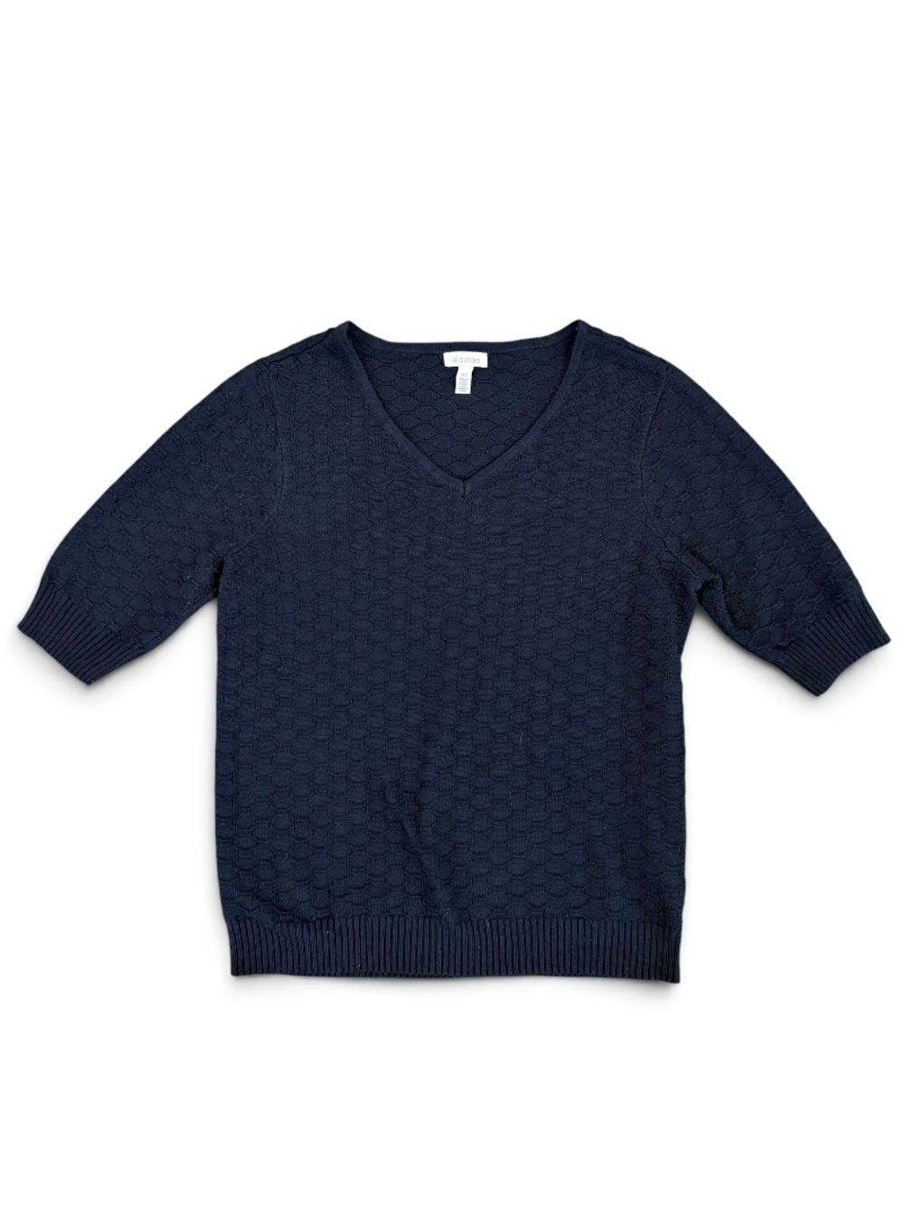 Black Textured V-Neck Sweater